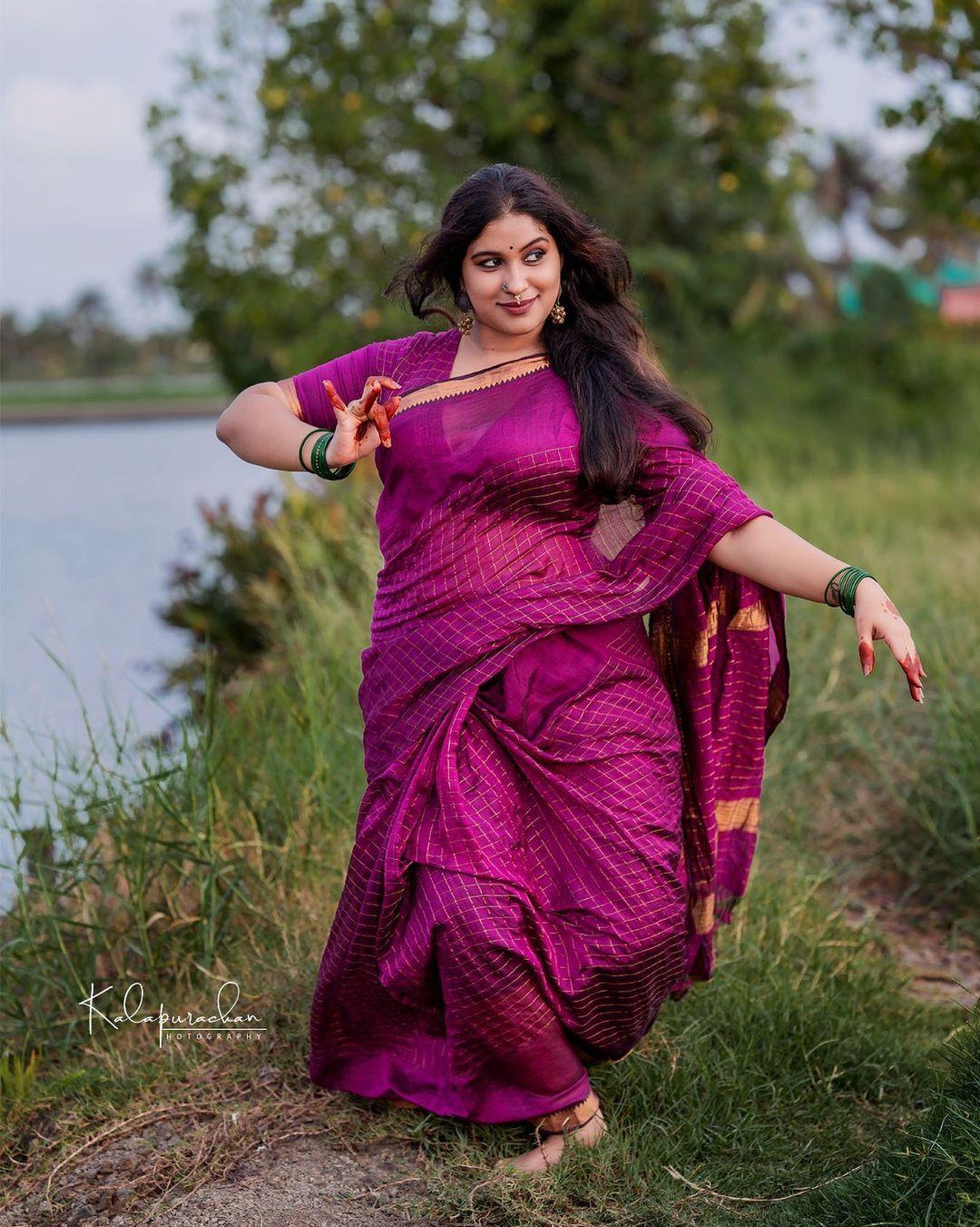 South Indian Actress hot photos | Malayalam movie appan actress Radhika radhakrishnan in saree hot photos