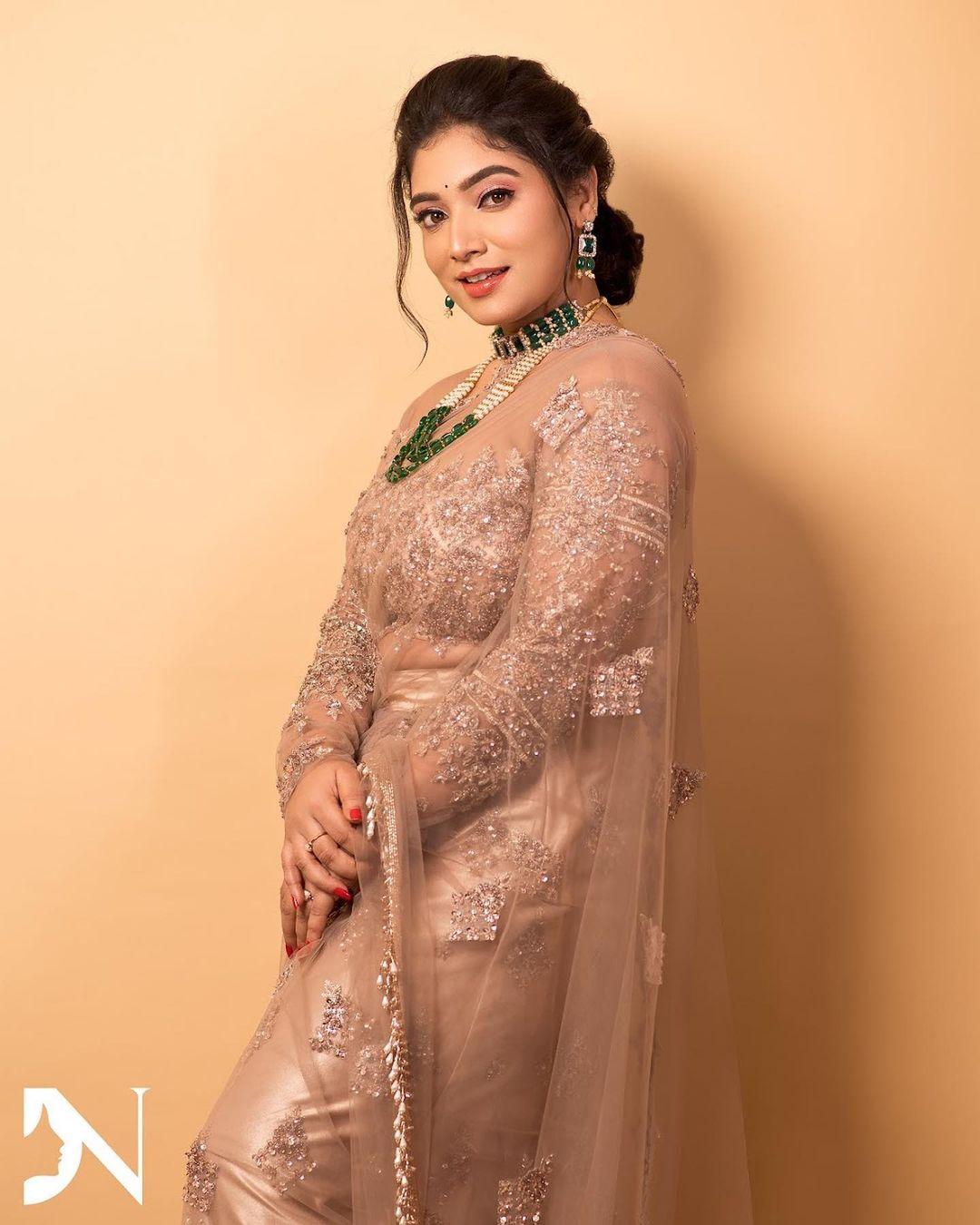 South Indian Actress hot photos gallery | Priyanka Thimmesh in transparent saree hot and spicy photos