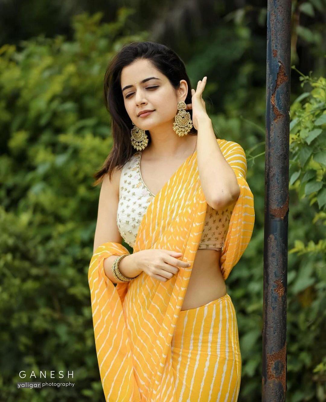 South Indian actress| Ashika Ranganath in yellow saree exclusive photos