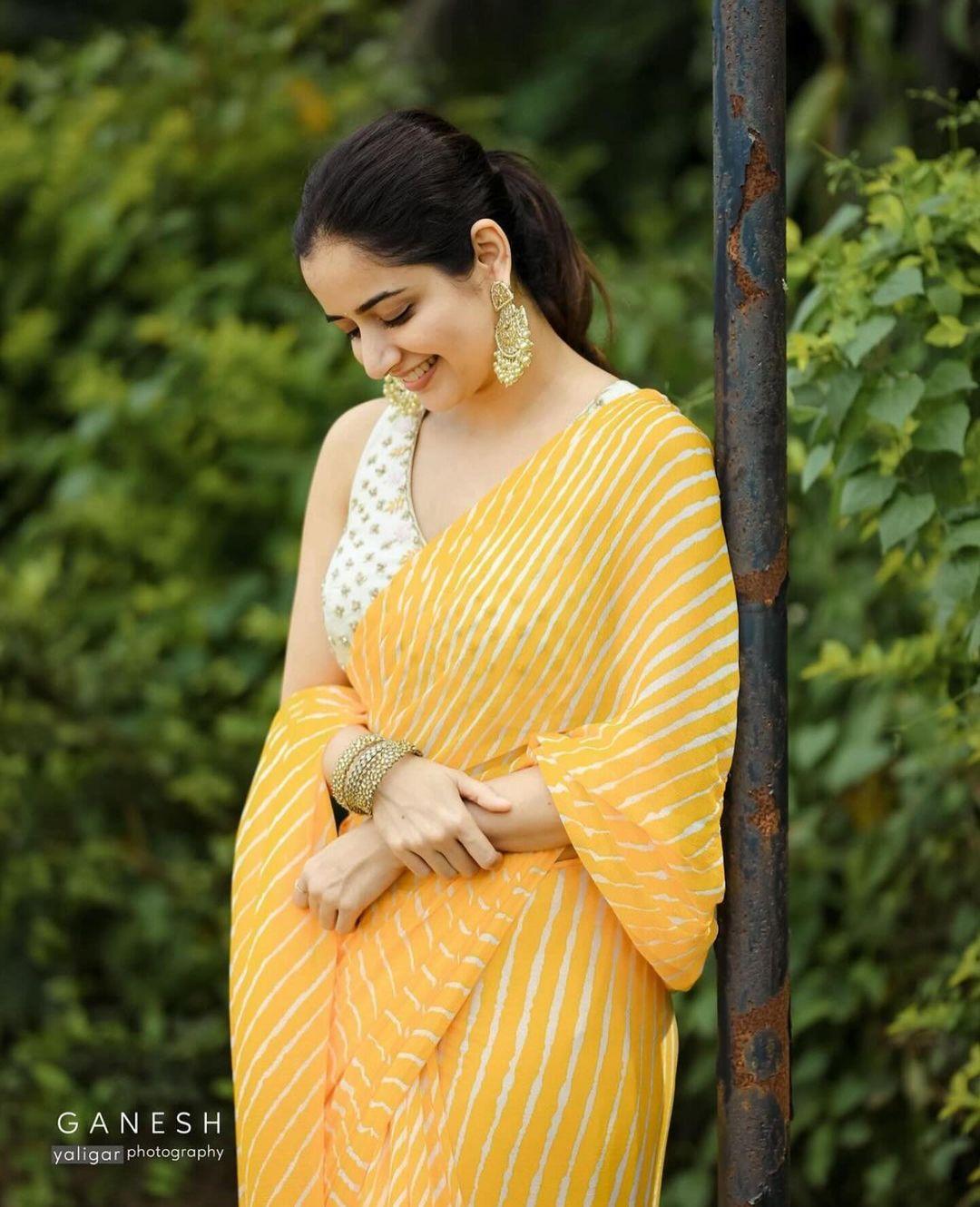 Tamil actress | Ashika Ranganath in yellow saree exclusive photos