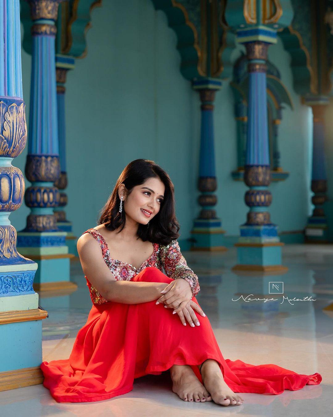 Telugu actress hot photos | Priyanka M Jain in red dress hot photos