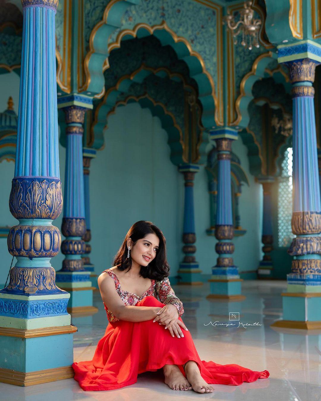 Telugu actress hot photos | Priyanka M Jain in red dress hot photos