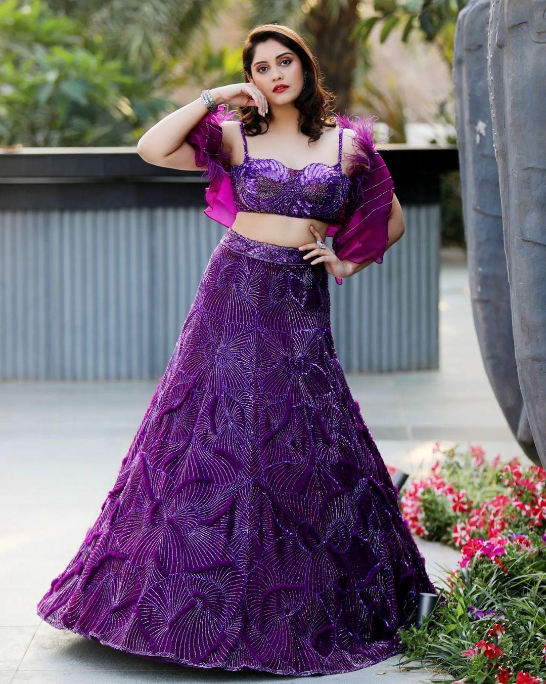 Tamil actress photos | Surbhi looking very glamorous and cute stills in violet dress